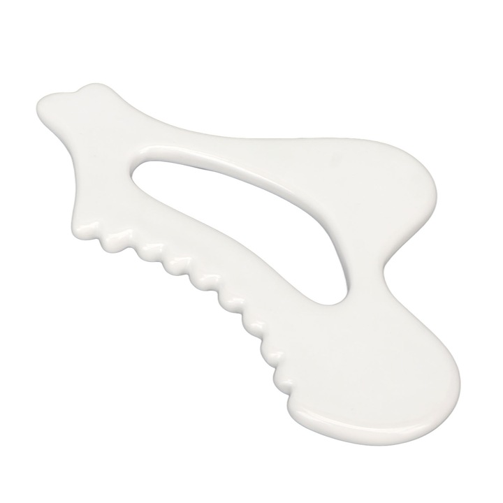 Instrument Gua Sha ceramic pentru masaj, universal, pentru fata si corp, durabil, 10x7cm