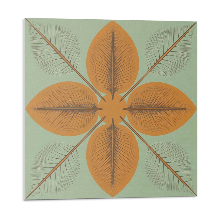 Öntapadó csempék, Wallfluent, Levelei szimmetrikus mintával, Narancssárga, 20x20x20, 010310410020000283137