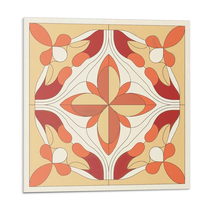 Panou vinil decorativ, Wallfluent, Model floral abstract, Rosu, 4x50x50, 010310410040000283111