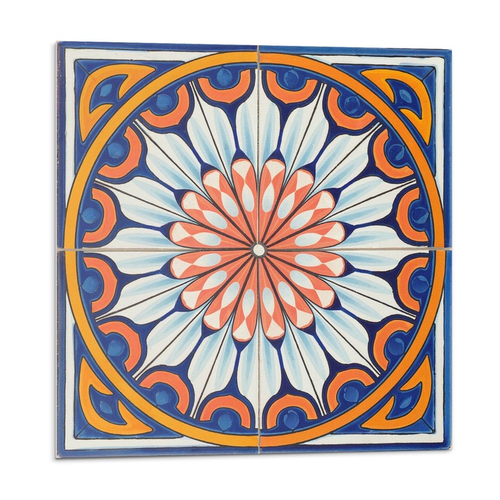 Öntapadó csempék, Wallfluent, Virágmintás részletekkel, Kék, 20x20x20, 010310410020000283073