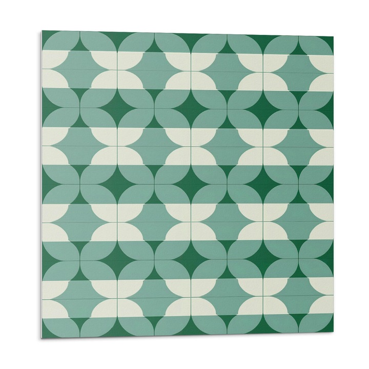 Öntapadó csempék, Wallfluent, Hullámos formák geometriája, Zöld, 20x20x20, 010310410020000282982