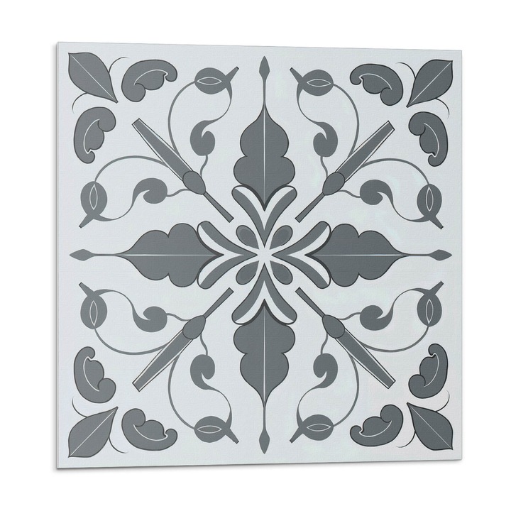 Dekoratív vinil panel, Wallfluent, Növényi motívum szimmetriában, Szürke, 4x50x50, 010310410040000282976