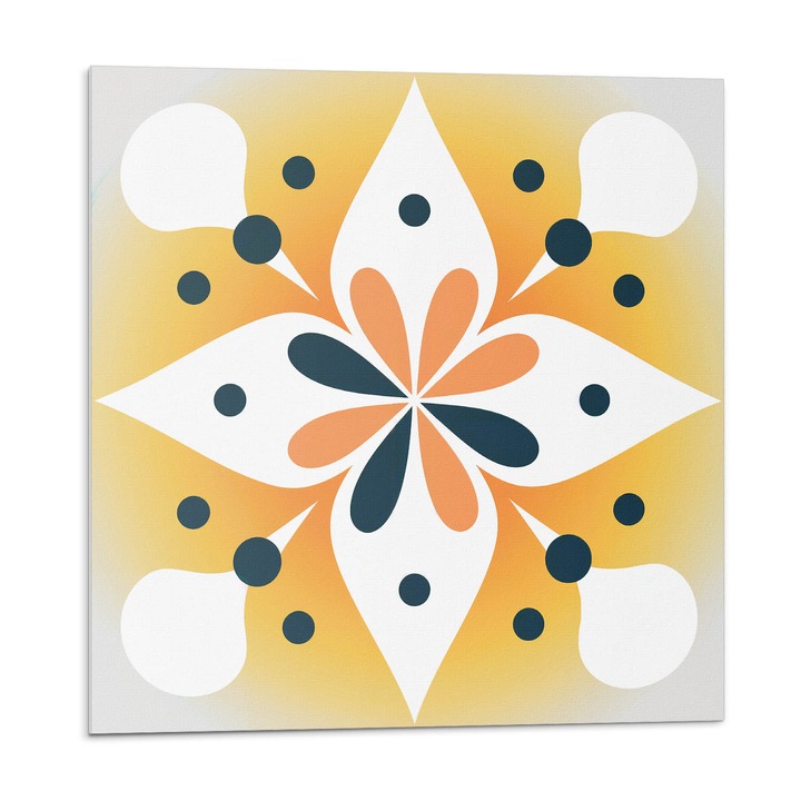 Öntapadó csempék, Wallfluent, Virágmintás pöttyökkel, Narancssárga, 20x20x20, 010310410020000283086