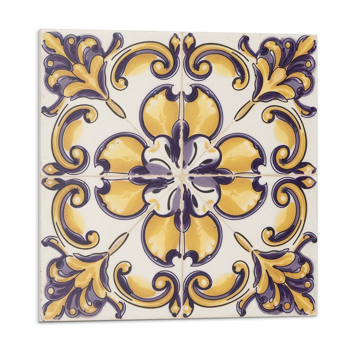 Dekoratív vinil panel, Wallfluent, Virágos minta, Sárga, 4x50x50, 010310410040000283177