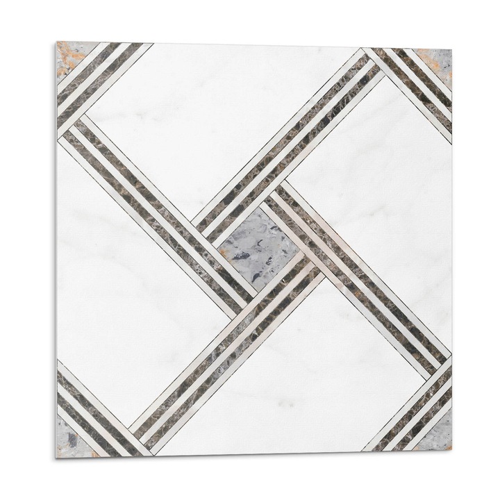 Öntapadó dekoratív panel, Wallfluent, Geometrikus minta vonalakkal, Fehér, 4x50x50, 010310410040000283207