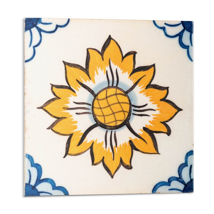 Placi autoadezive, Wallfluent, Model ceramic floral, Galben, 20x20x20, 010310410020000283190