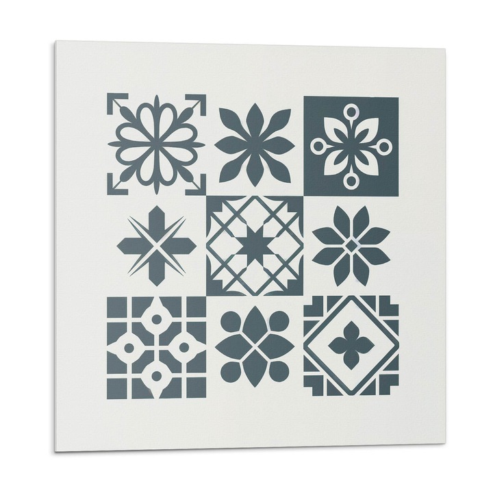 Öntapadó csempék, Wallfluent, Geometriai minták egy elrendezésben, Szürke, 20x20x20, 010310410020000282967