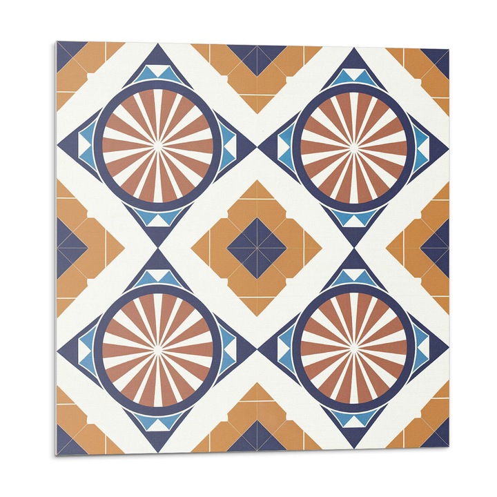 Dekoratív vinil panel, Wallfluent, Geometriai minta körökkel, Barna, 4x50x50, 010310410040000283127