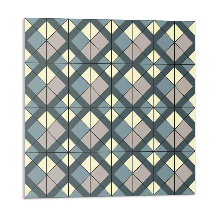 Öntapadó csempék, Wallfluent, Geometriai kockás minta, Szürke, 20x20x20, 010310410020000283016