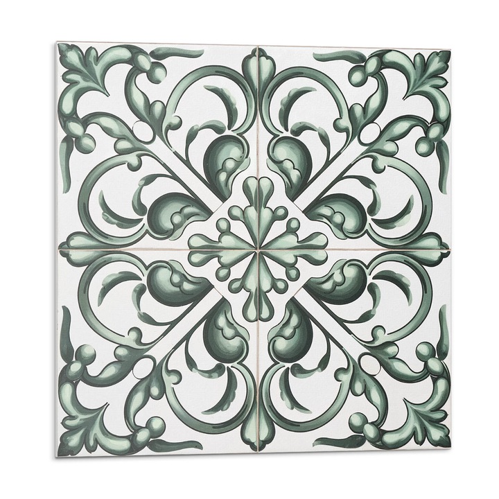 Öntapadó csempék, Wallfluent, Növényi minta szimmetriában, Zöld, 20x20x20, 010310410020000283081