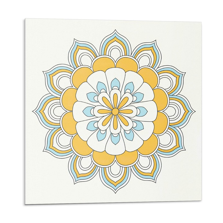 Öntapadó csempék, Wallfluent, Virágos mandala minta, Sárga, 20x20x20, 010310410020000282958