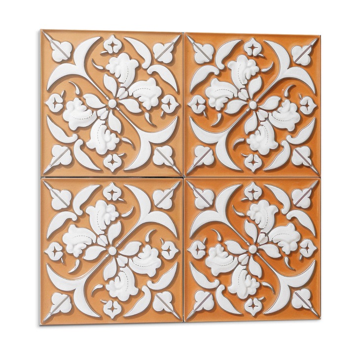 Dekoratív vinil panel, Wallfluent, Virágos minta, Narancssárga, 4x50x50, 010310410040000283117