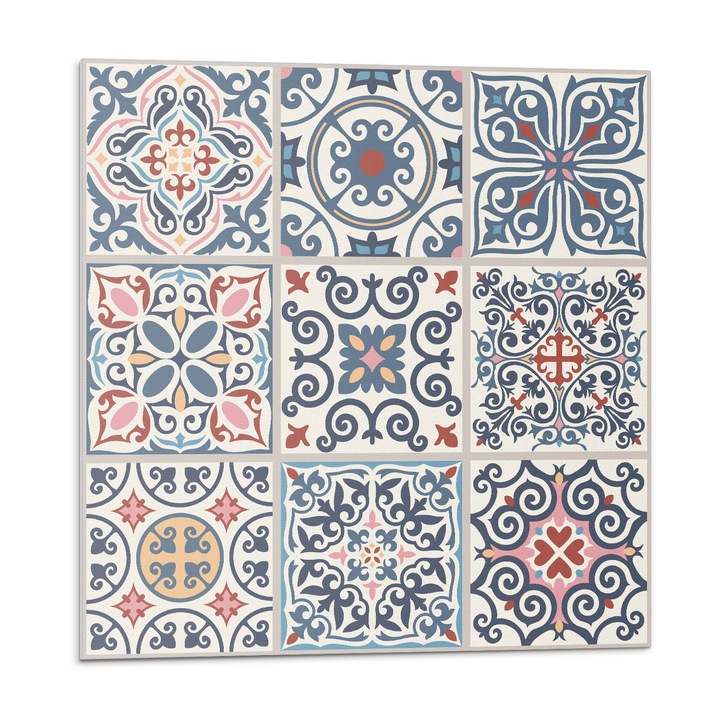 Dekoratív vinil panel, Wallfluent, Mozaik stílusú minták, Kék, 4x50x50, 010310410040000283258