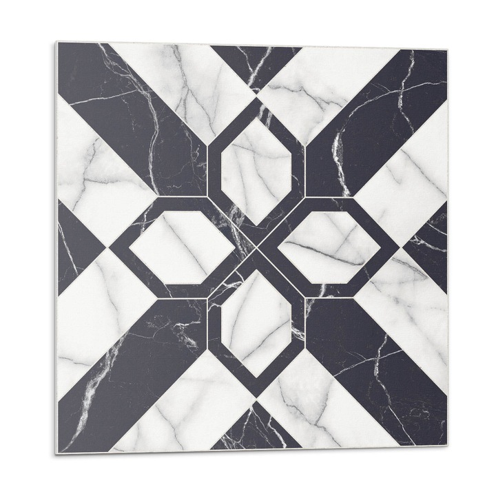 Dekoratív vinil panel, Wallfluent, Geometrikus márvány minta, Fekete, 4x50x50, 010310410040000283220