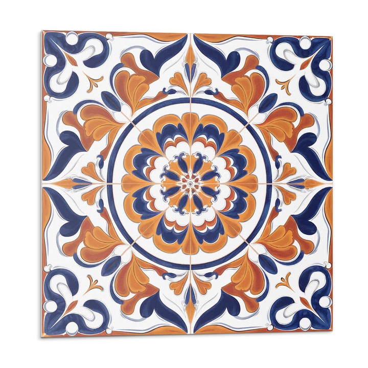 Öntapadó dekoratív panel, Wallfluent, Virágmintás körben, Narancssárga, 4x50x50, 010310410040000283162