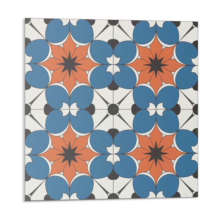 Dekoratív vinil panel, Wallfluent, Virágmintás a háttérben, Kék, 4x50x50, 010310410040000283141