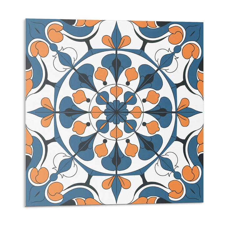 Öntapadó csempék, Wallfluent, Virágmintás mandala, Kék, 20x20x20, 010310410020000283160