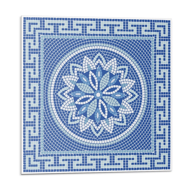 Öntapadó csempék, Wallfluent, Mozaik virágmintás tervezés, Kék, 20x20x20, 010310410020000283288