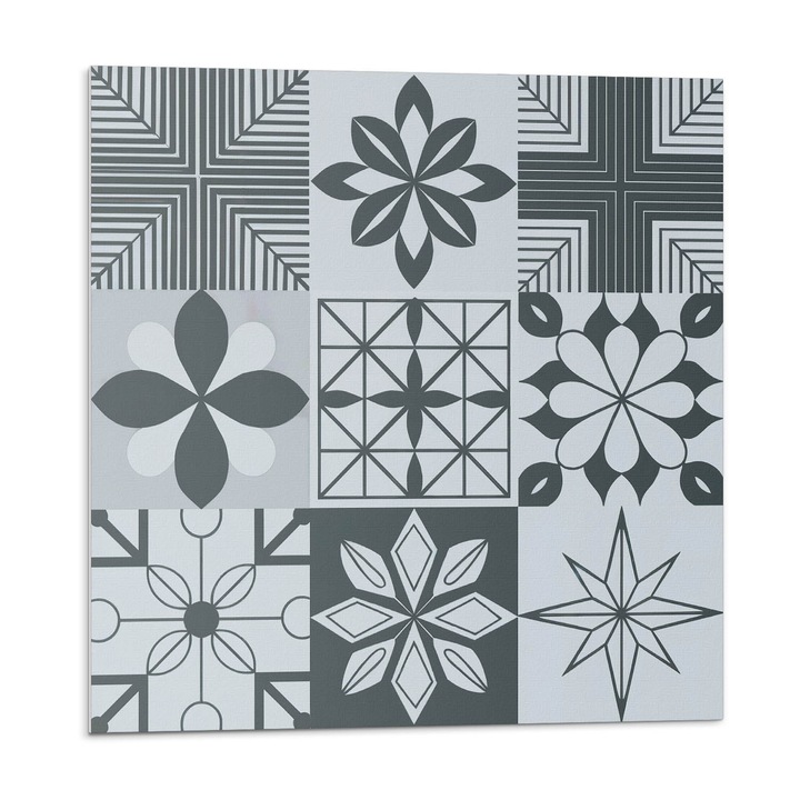 Placi autoadezive, Wallfluent, Modele geometrice in mozaic, Gri, 9x30x30, 010310410010000282909