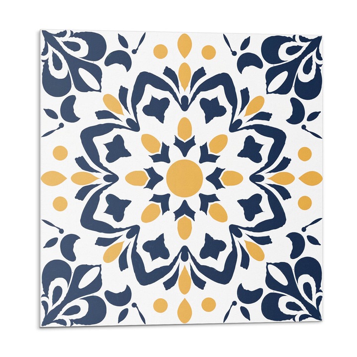 Öntapadó csempék, Wallfluent, Virágos mandala minta, Sárga, 20x20x20, 010310410020000283136