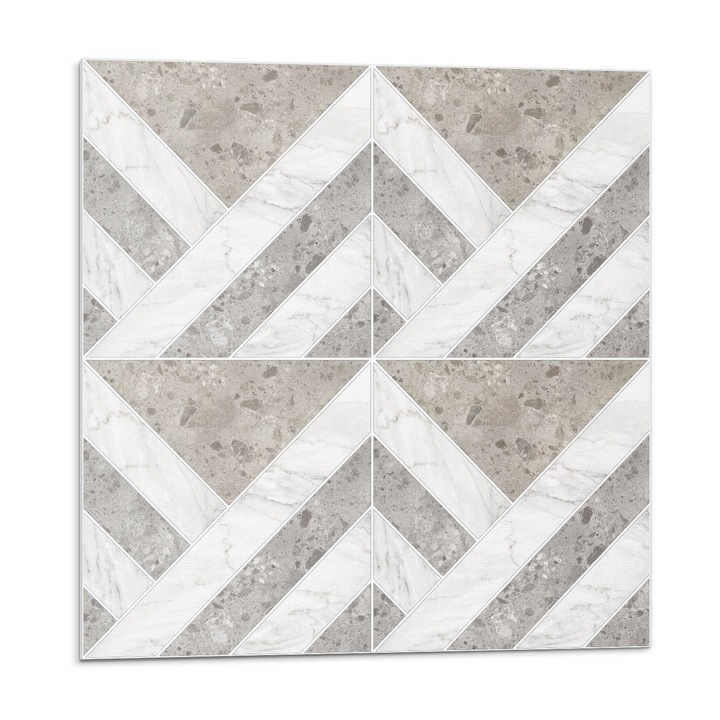 Öntapadó dekoratív panel, Wallfluent, Geometriai minta csempe, Szürke, 4x50x50, 010310410040000283257