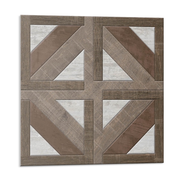 Faianta autocolanta, Wallfluent, Geometria lemnului si betonului, Maro, 20x20x20, 010310410020000283202