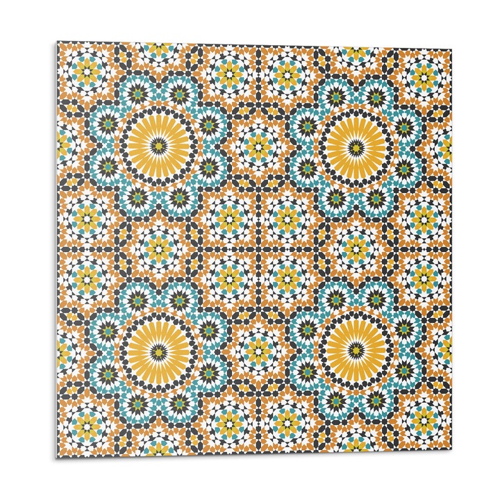 Öntapadó csempék, Wallfluent, Mozaik minta virágokkal, Sárga, 20x20x20, 010310410020000283302