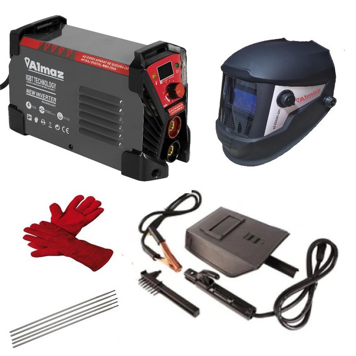 Set Aparat Sudura ALMAZ AZ-ES003, Masca Automata Almaz AZ-ES3001-G01 Palmari Sudura, electrozi cadou