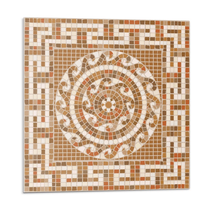 Öntapadó dekoratív panel, Wallfluent, Körkörös mintás mozaik, Barna, 4x50x50, 010310410040000283241