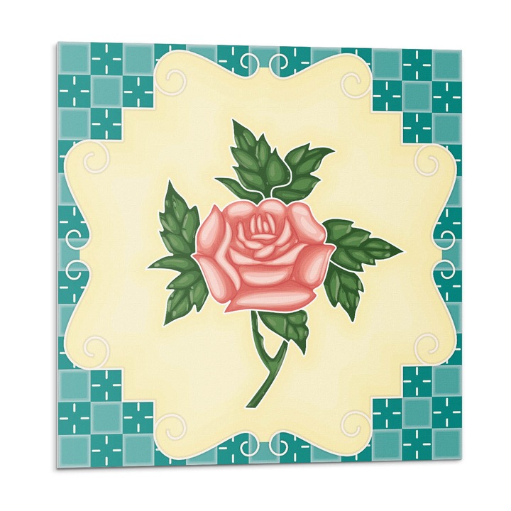 Öntapadó csempék, Wallfluent, Virágos rózsa kompozíció, Rózsaszín, 20x20x20, 010310410020000283283