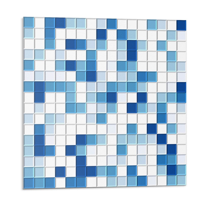 Panou vinil decorativ, Wallfluent, Mozaic in nuante de albastru, Albastru, 4x50x50, 010310410040000283262