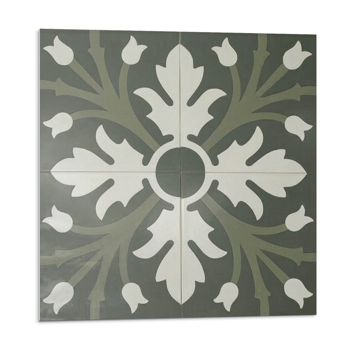 Placi autoadezive, Wallfluent, Model de plante pe gresie, Verde, 9x30x30, 010310410010000283126