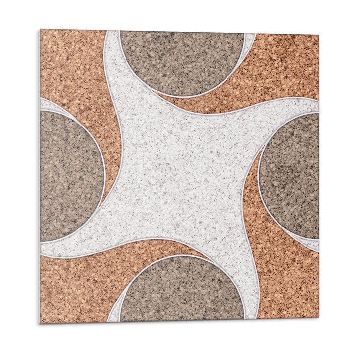 Placi autoadezive, Wallfluent, Model cu cercuri si valuri, Bej, 20x20x20, 010310410020000283245