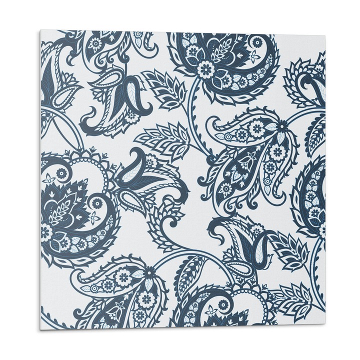 Öntapadó csempék, Wallfluent, Növényi minta részletekkel, Tengerészkék, 20x20x20, 010310410020000283230