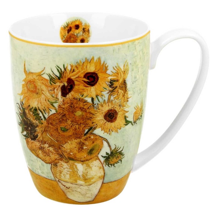 Cana Din Portelan, Duo, Floarea-Soarelui, 0, 3 l, Multicolor, In Set Cu Cutie De Cadou, Ideala Ca Decor Sau Cadou