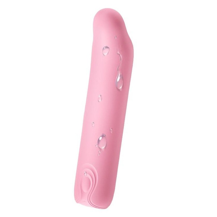 Klasszikus vibrátor, 10 intenzitási szint, puha szilikon, világos rózsaszín, 10,4x2,1 cm