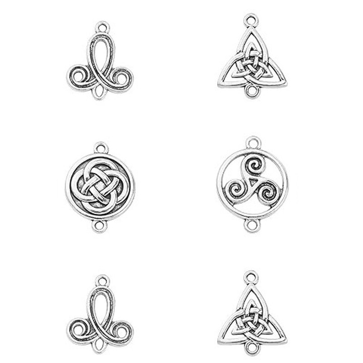 Set 100 pandantive antice argintii nod celtic pentru bijuterii, 10x15mm