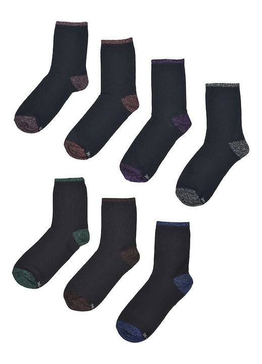 Sosete Negre cu Lurex Colorat pentru Femei - 7 Perechi