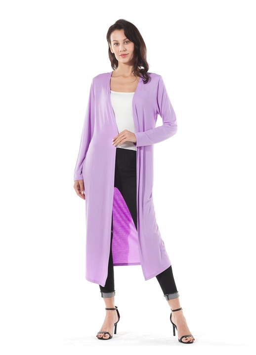 Pulover dama, cardigan lung, alb, Lavanda