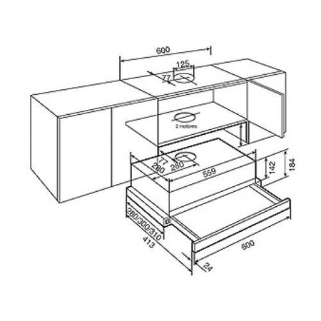 Hota Telescopica TEKA TL 2000, 60 cm, 2 Motoare