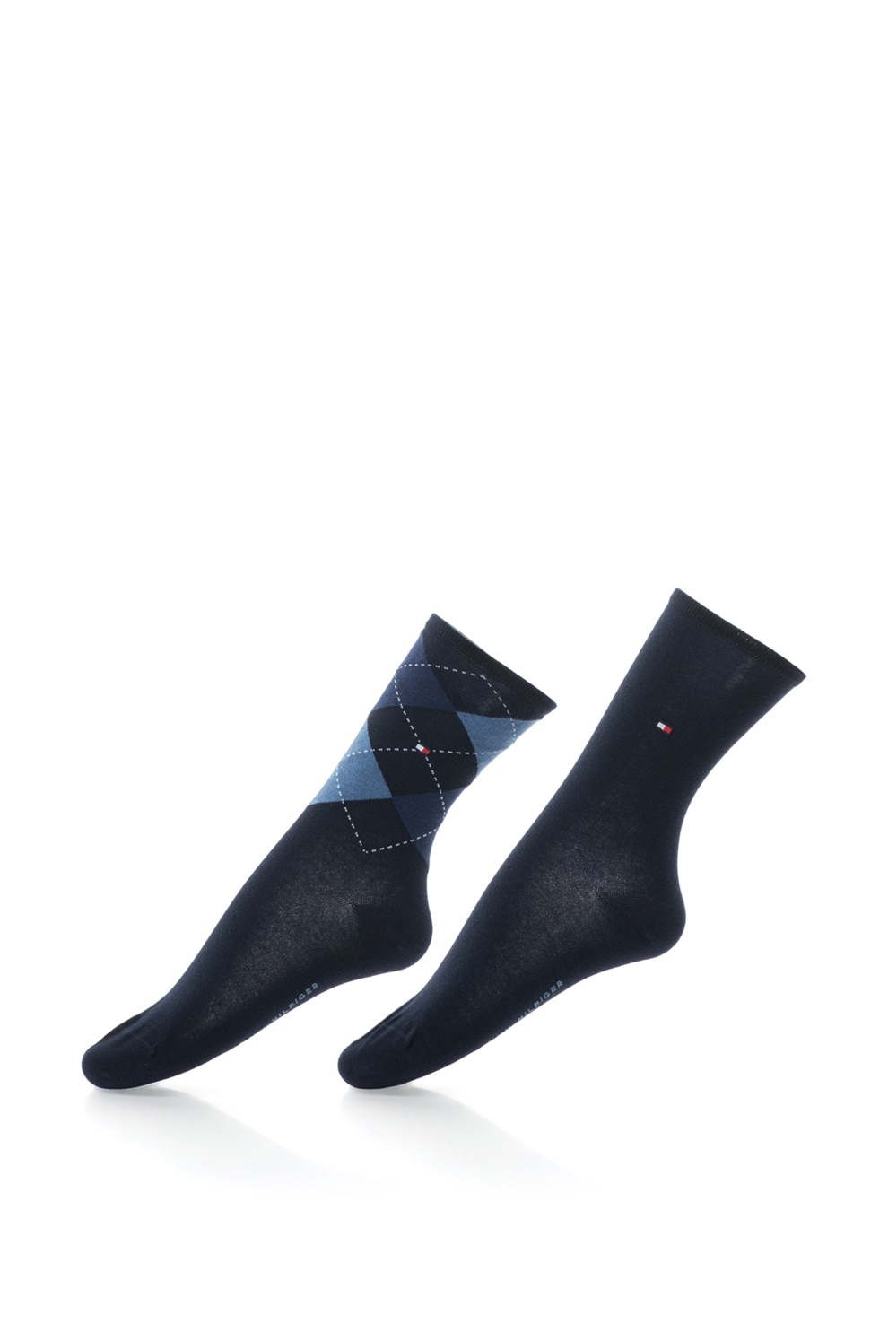 Tommy Hilfiger, Set de sosete cu imprimeu - 2 perechi, Albastru marin