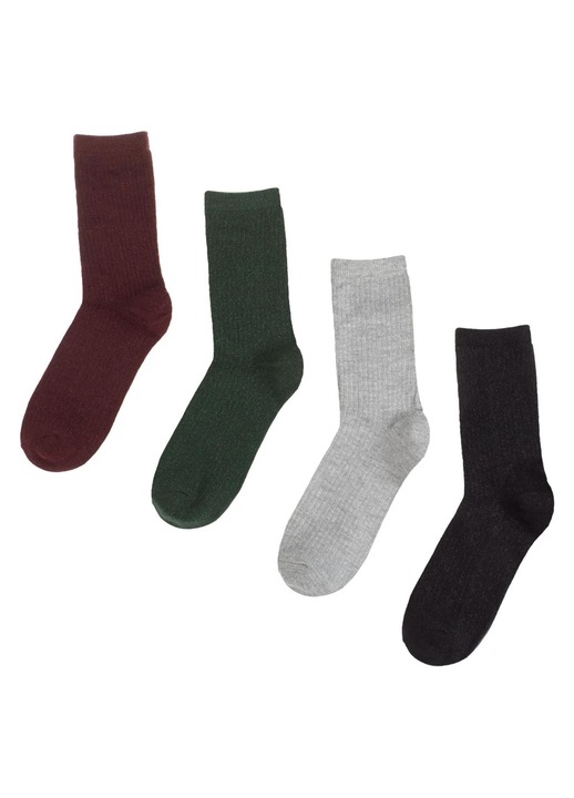 Sosete Verzi Bordo Gri Negre cu Lurex pentru Femei - 4 perechi