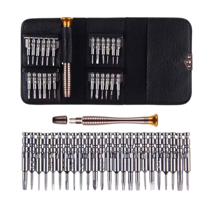 24 битови глави с тренажор, ергономична дръжка, кожен калъф със закопчаване с телбод, за ентусиасти на ИТ и електроника