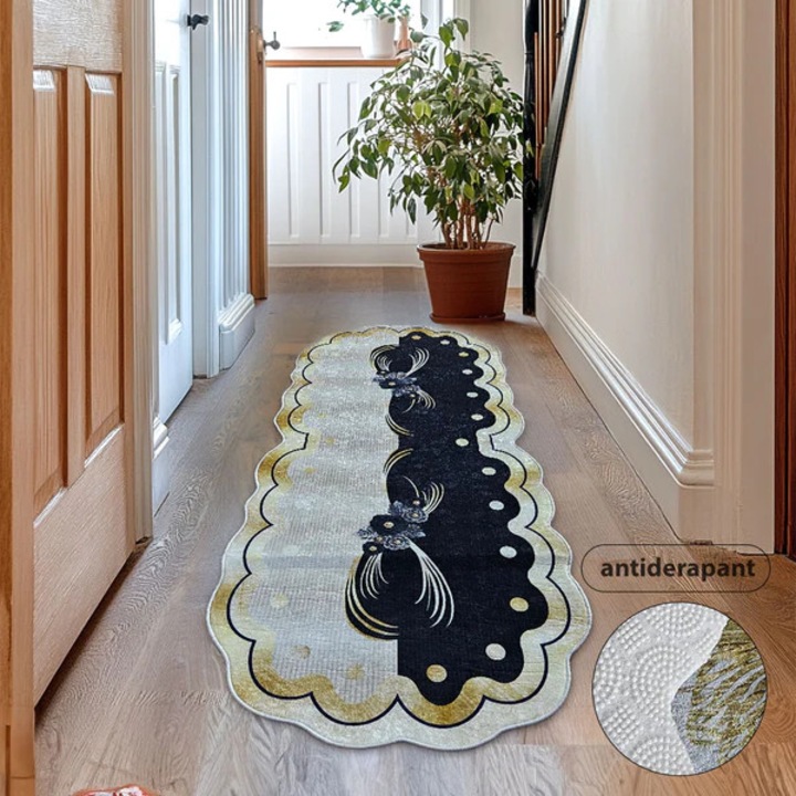 Covor Antiderapant Auriu Negru M7 80 X 300