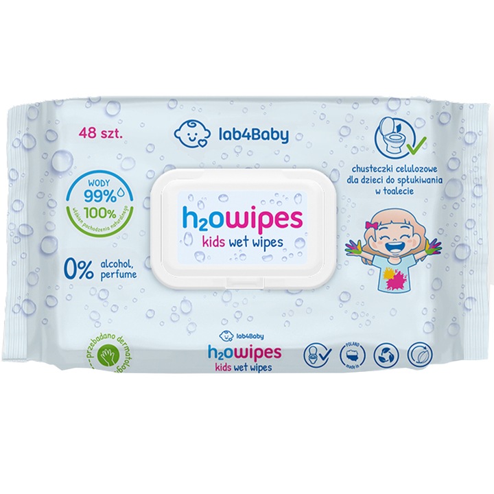 Servetele umede pentru copii, Alg Pharma, 48 bucati, biodegradabile, fara parfum, fara alcool