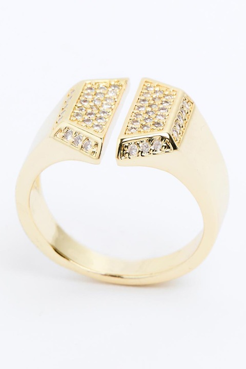 JIMMY KEY, Inel din alama decorat cu zirconia, Auriu, Transparent