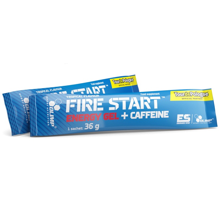Gel energetic Olimp Fire Start cu cafeina, 36g, 23g carbohidrati, 500mg taurina, 50mg cafeina