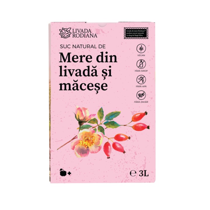 Suc natural de mere din livada si macese, 3 L