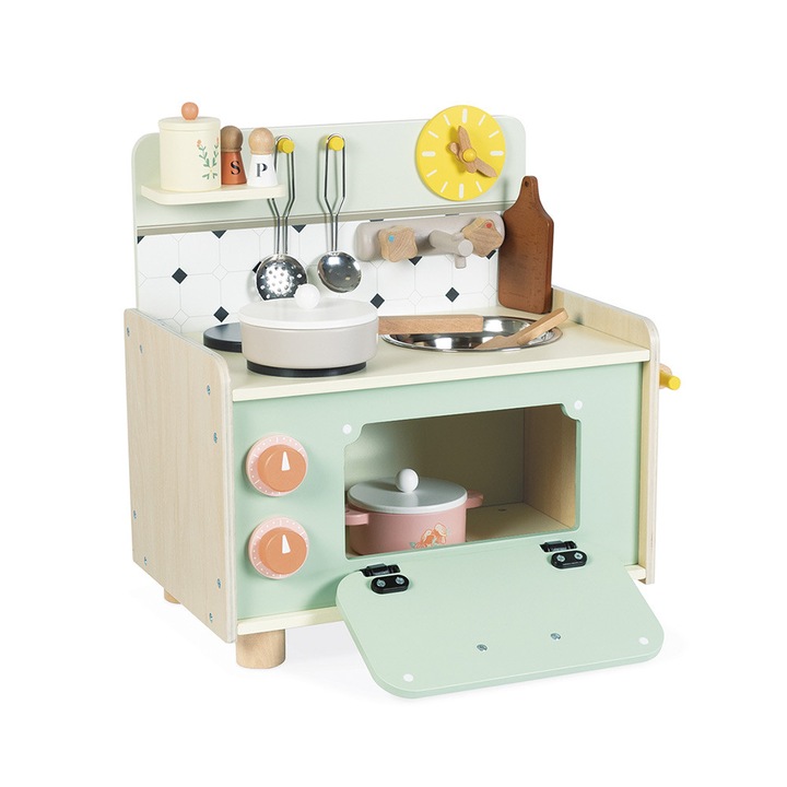 Mini-bucatarie din lemn, Janod, Shiny Grandma, 41.5 cm, 3 ani+