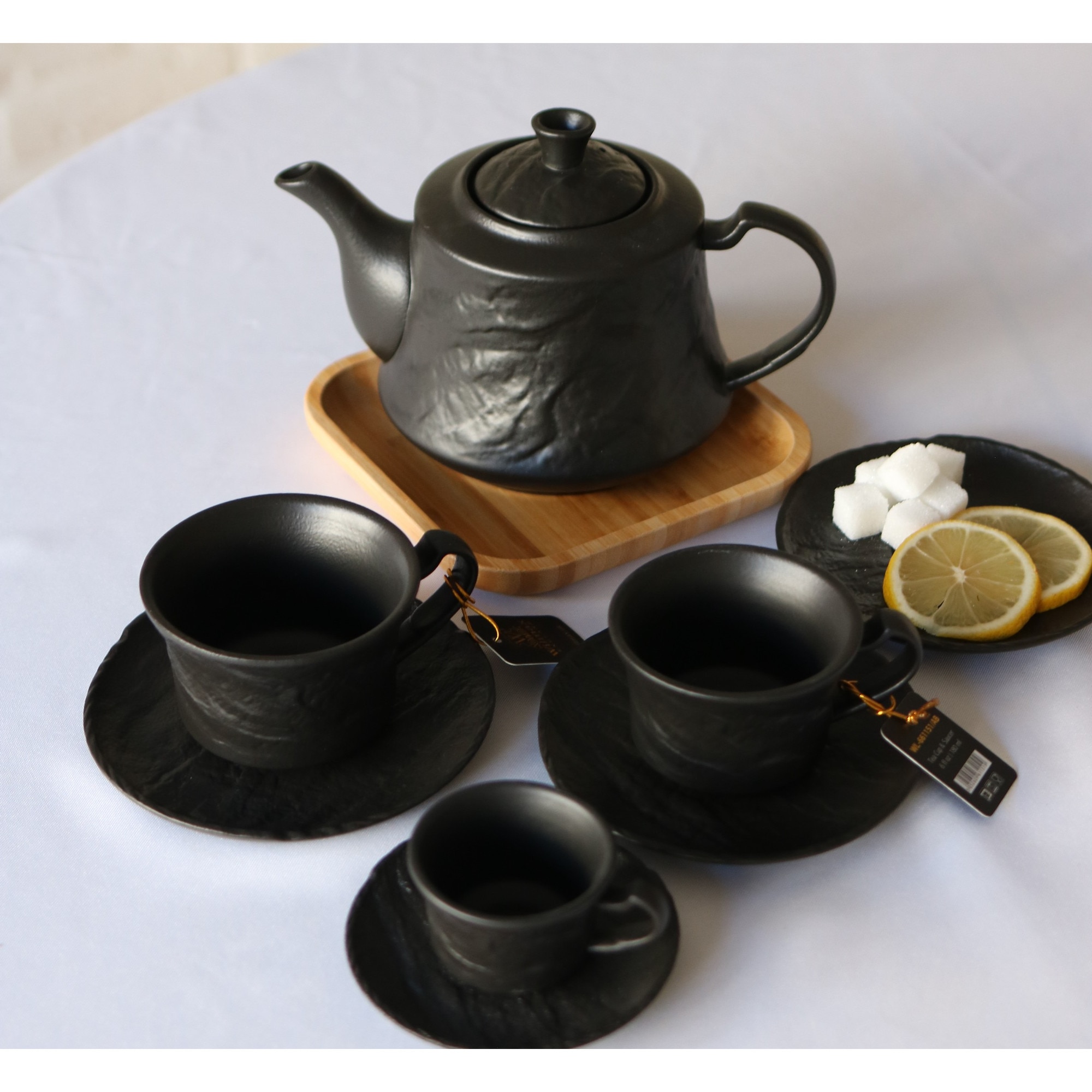 Set cesti cafea/ceai/cappuccino, Portelan, Negru, 180 ml, 2x